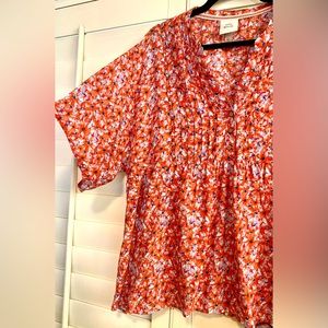 Knox Rose Pink Floral Blouse Size XL